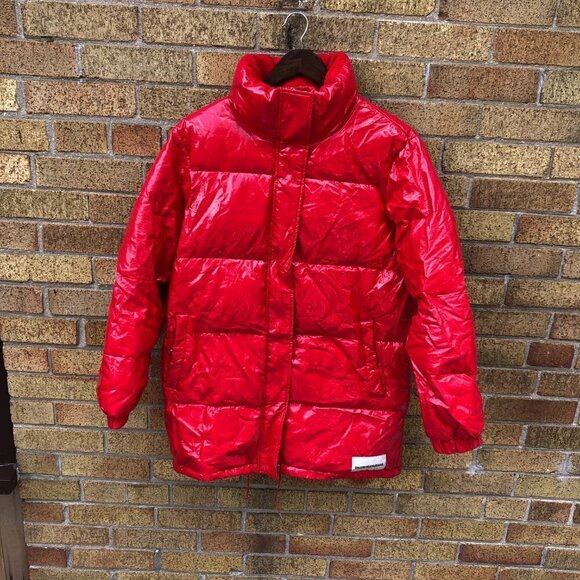 2018 Calvin Klein Polyester Bubble Jacket Large Red - Picture 4 of 9